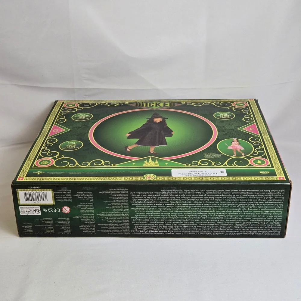 Universal's Wicked Deluxe Elphaba Black Dress & Accessories‎ Dress Up Set, New